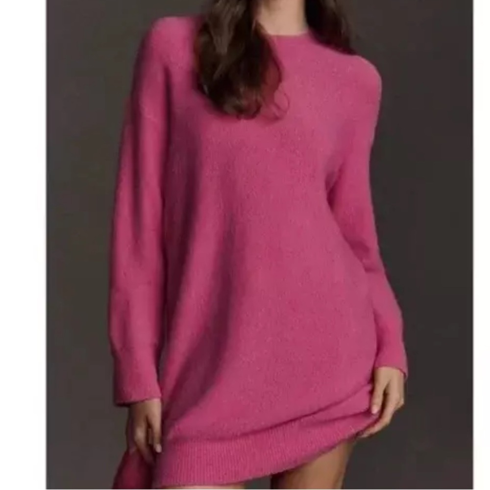 Anthropologie Pink Knit Sweater Dress